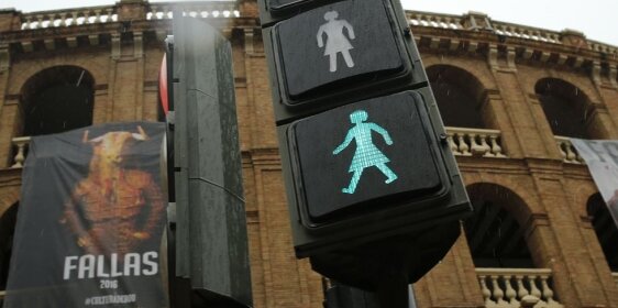 Female traffic lights in Valencia